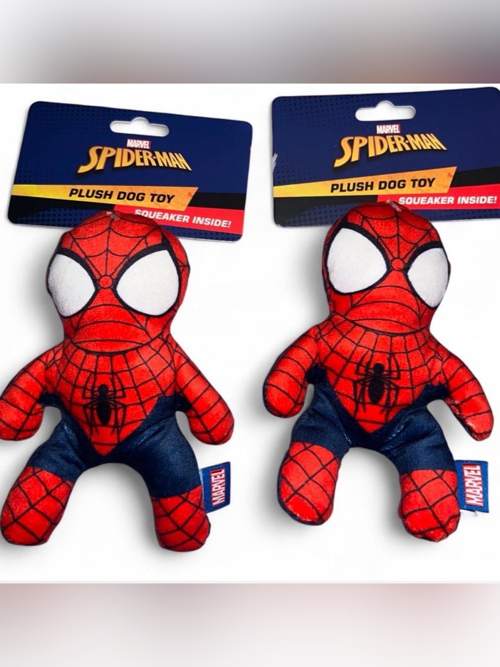 New set of 2 Marvel spider-man squeaker dog toys